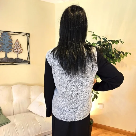 Roz & Ali Black& White Open Draped Cardigan Size XL - Picture 7 of 10